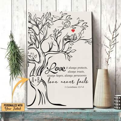 Love Never Fails Initials Carved In Tree Canvas Print Love Never Fails Initials Carved In Tree Canvas Print
