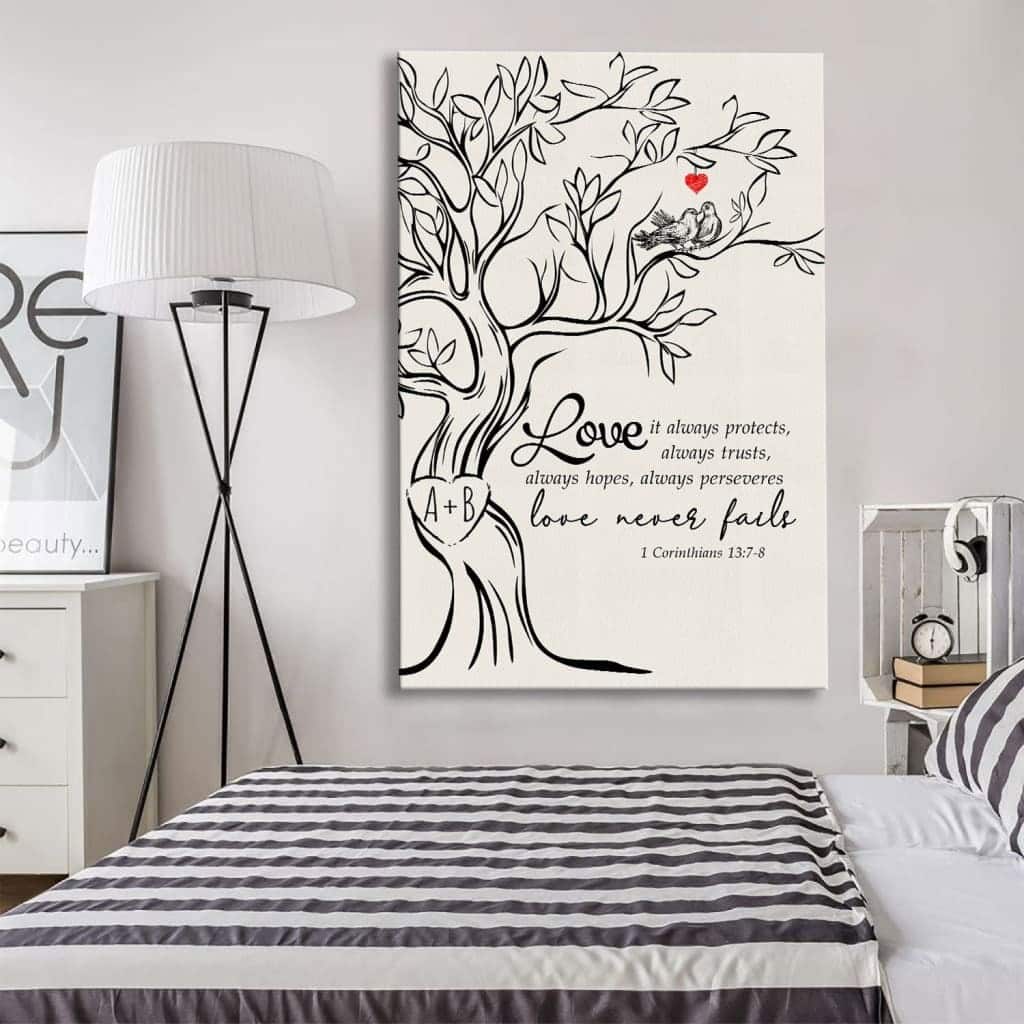 Love Never Fails Initials Carved In Tree Canvas Print Love Never Fails Initials Carved In Tree Canvas Print