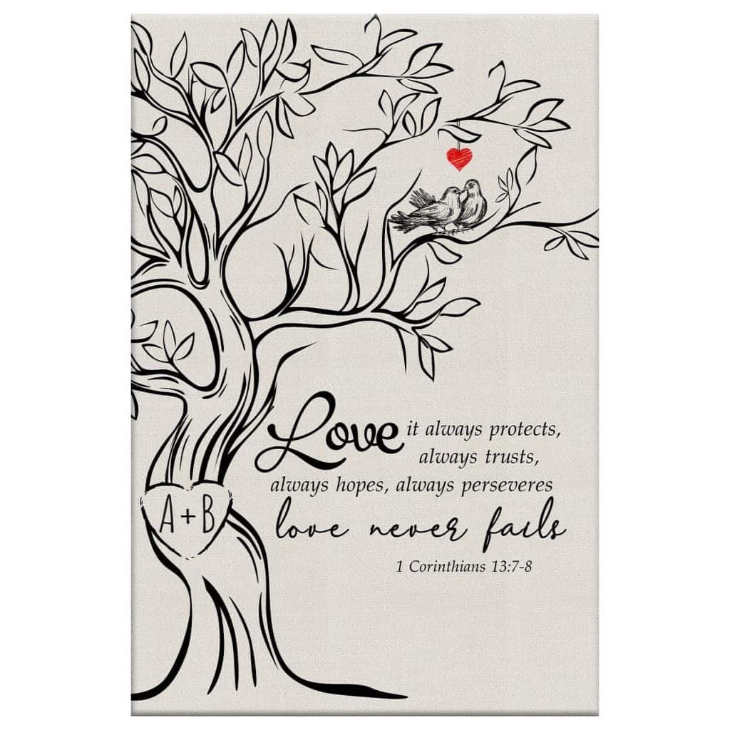 Love Never Fails Initials Carved In Tree Canvas Print Love Never Fails Initials Carved In Tree Canvas Print