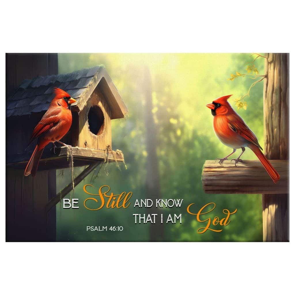 Psalm 4610 Be Still And Know That I Am God Cardinal Couple Canvas Wall Art