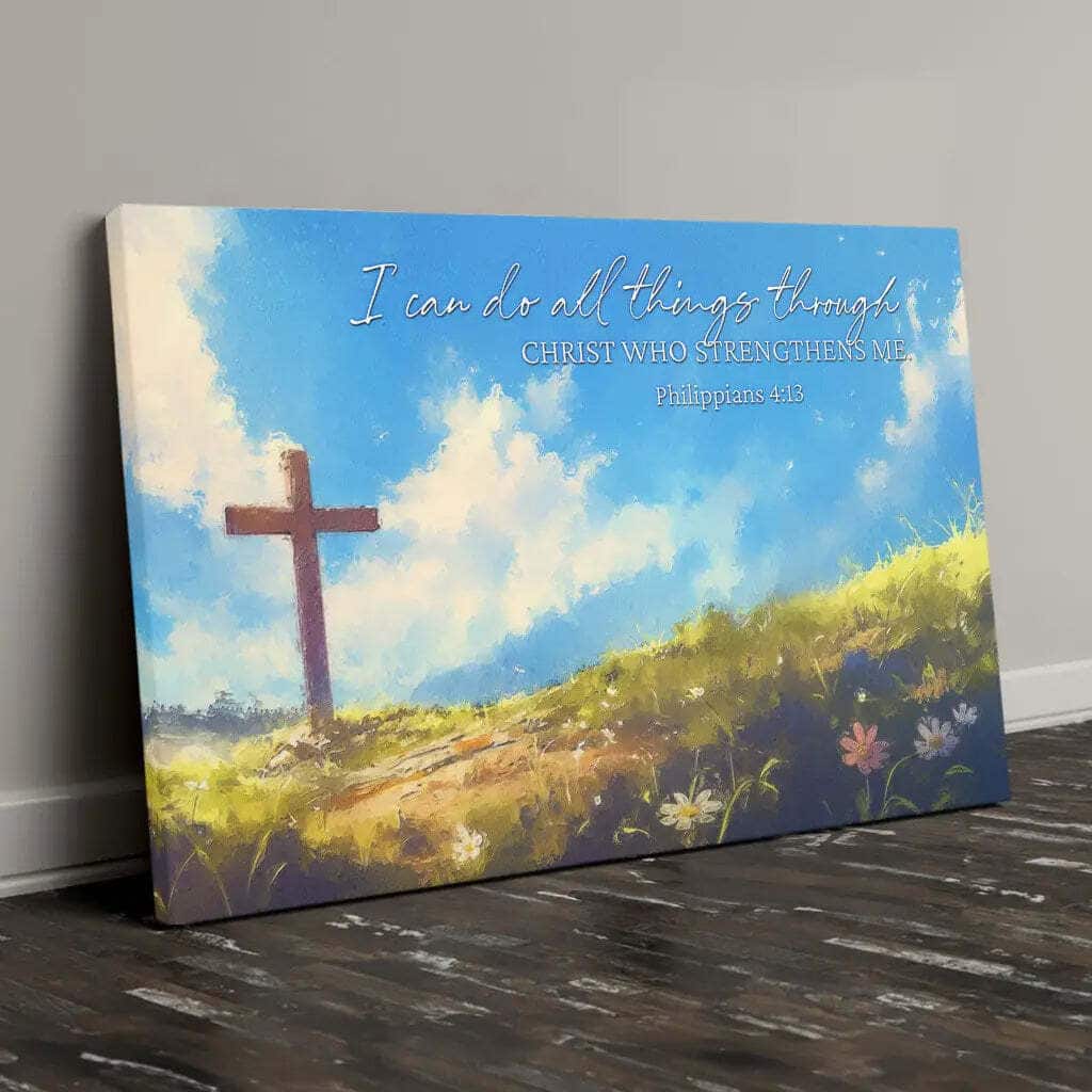 I Can Do All Things Through Christ Wooden Cross Philippians 4:13 Canvas Wall Art I Can Do All Things Through Christ Wooden Cross Philippians 4:13 Canvas Wall Art