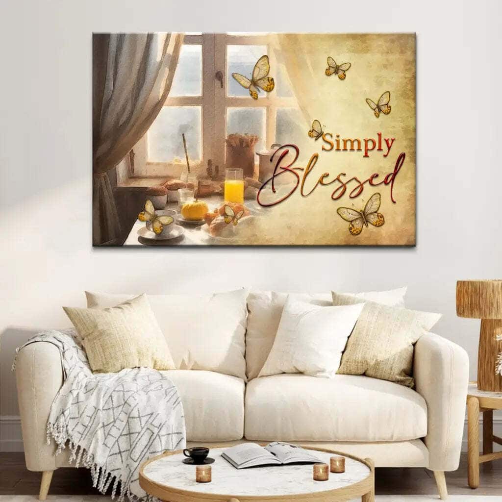 Christian Simply Blessed Canvas Wall Art Butterfly Window Peace And Happiness Christian Simply Blessed Canvas Wall Art Butterfly Window Peace And Happiness