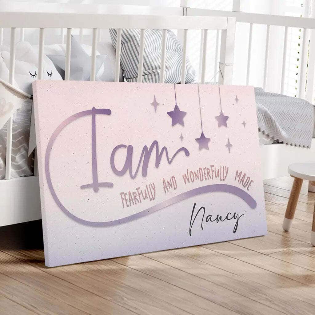 Fearfully And Wonderfully Made Psalm 13914 With Custom Name Christian Canvas Wall Art