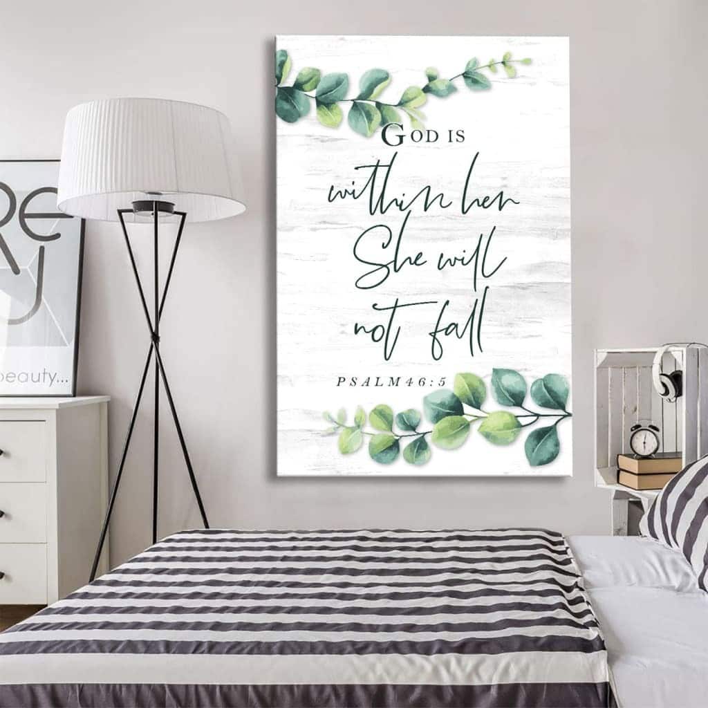 Eucalyptus Leaf God Is Within Her She Will Not Fall Psalm 46:5 Christian Canvas Print Eucalyptus Leaf God Is Within Her She Will Not Fall Psalm 46:5 Christian Canvas Print