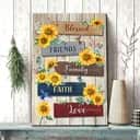 Sunflower Blessed Friends Family Faith Love Christian Canvas Print Sunflower Blessed Friends Family Faith Love Christian Canvas Print