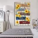 Sunflower Blessed Friends Family Faith Love Christian Canvas Print