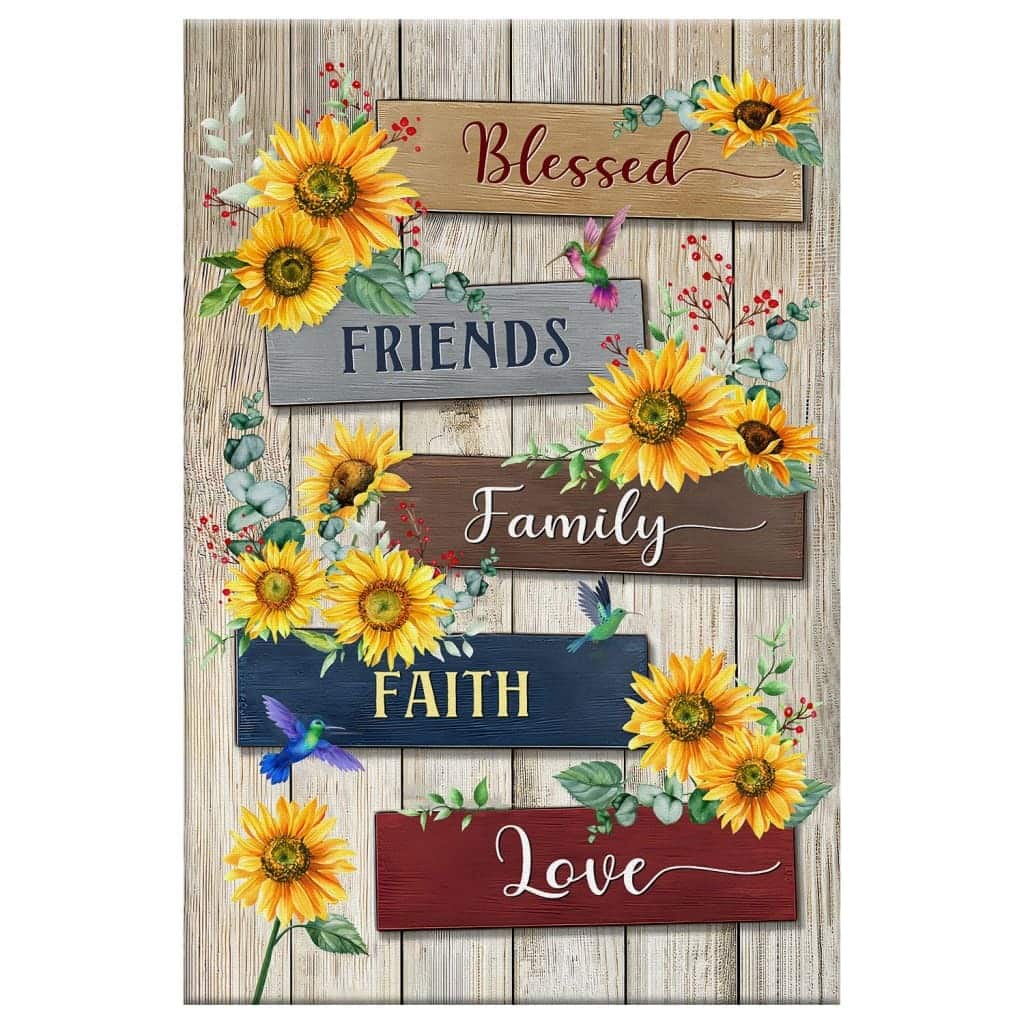Sunflower Blessed Friends Family Faith Love Christian Canvas Print Sunflower Blessed Friends Family Faith Love Christian Canvas Print