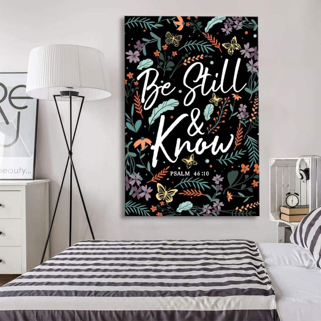 Psalm 46:10 Be Still And Know Wildflowers Butterflies Christian Canvas Print
