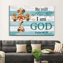 Seashell Cross Be Still And Know Psalm 46:10 Canvas Wall Art