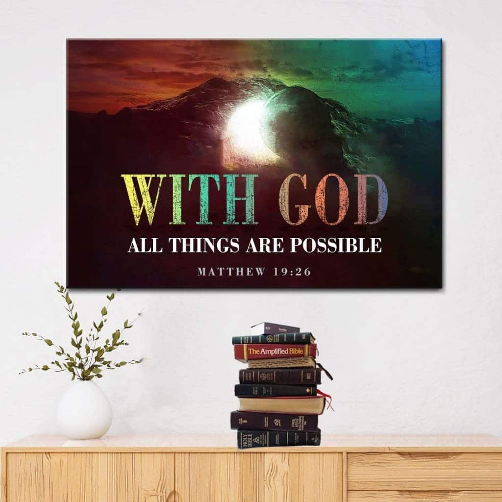 Matthew 19:26 With God All Things Are Possible Canvas Wall Art