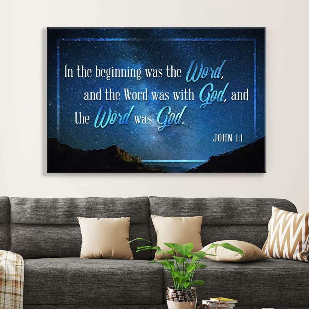 John 1:1 In The Beginning Was The Word Bible Verse Canvas Wall Art