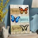Thankful Grateful Blessed Butterflies Canvas Wall Art Thankful Grateful Blessed Butterflies Canvas Wall Art
