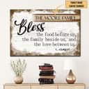Family Name Bless The Food Before Us Christian Canvas Wall Art