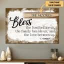 Family Name Bless The Food Before Us Christian Canvas Wall Art