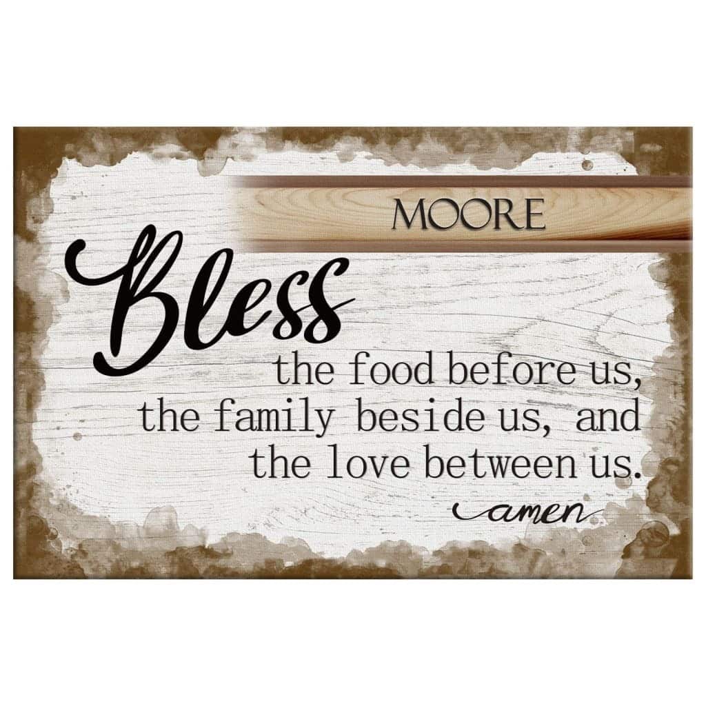Family Name Bless The Food Before Us Christian Canvas Wall Art Family Name Bless The Food Before Us Christian Canvas Wall Art