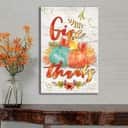 Pumpkin Give Thanks Christian Canvas Print