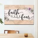Christian Faith Over Fear Floral Flower Religious Canvas Wall Art