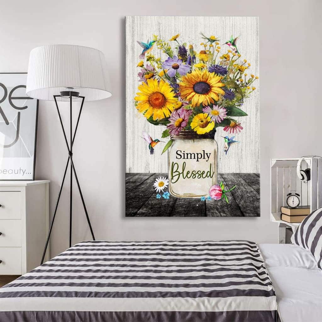 Simply Blessed Canvas Print Hummingbirds And Flowers In Vase Christian Simply Blessed Canvas Print Hummingbirds And Flowers In Vase Christian