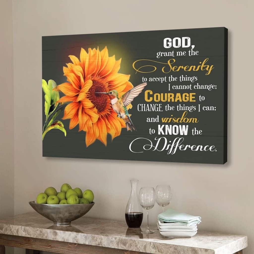 Serenity Prayer Hummingbird Sunflower Christian Canvas Wall Art Serenity Prayer Hummingbird Sunflower Christian Canvas Wall Art