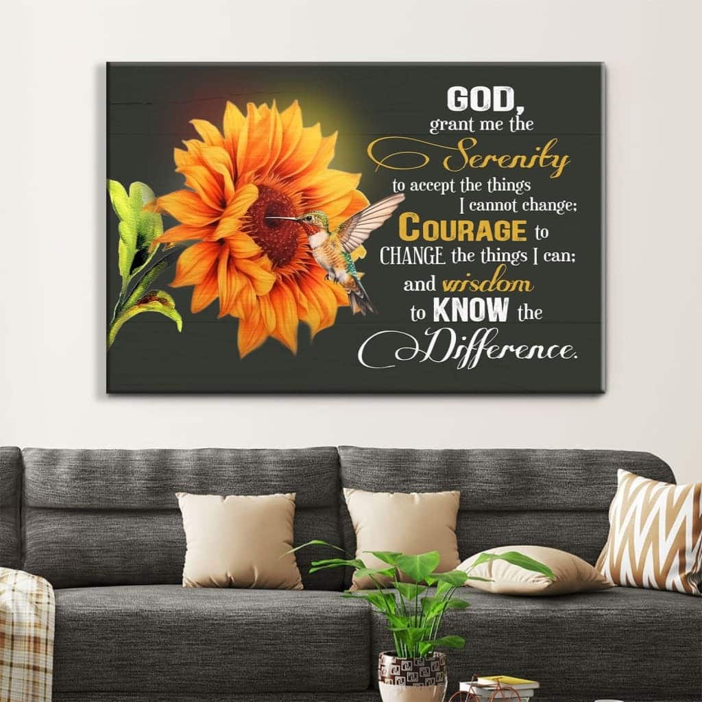 Serenity Prayer Hummingbird Sunflower Christian Canvas Wall Art Serenity Prayer Hummingbird Sunflower Christian Canvas Wall Art