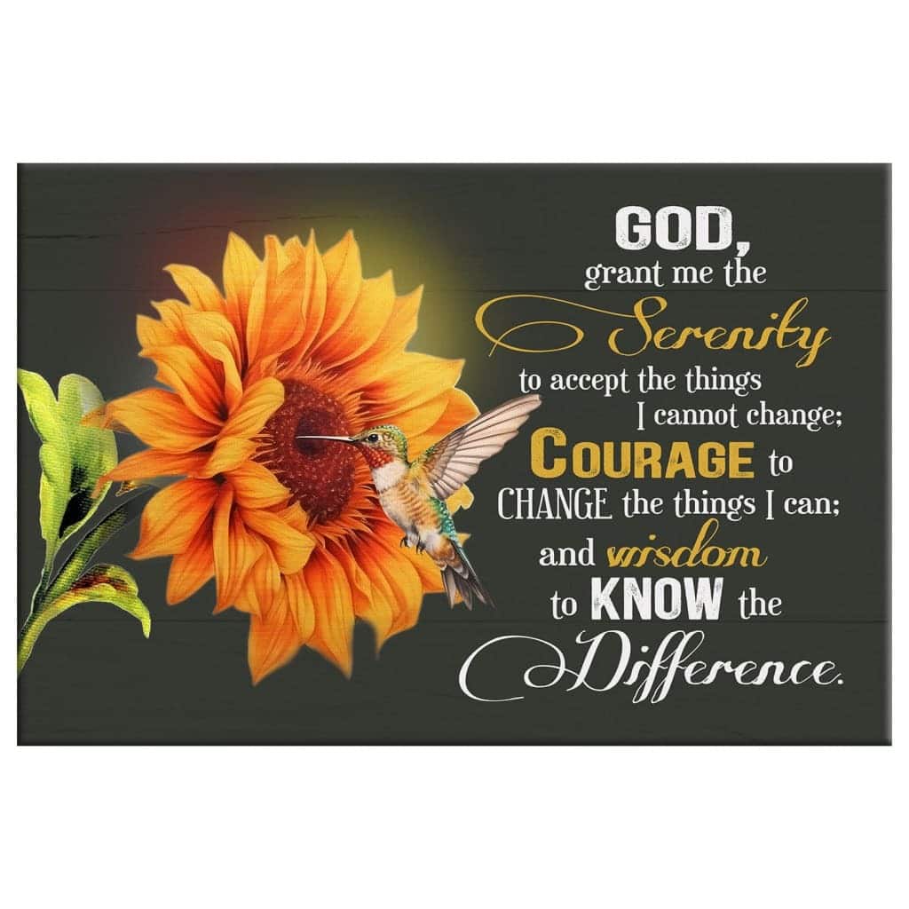 Serenity Prayer Hummingbird Sunflower Christian Canvas Wall Art Serenity Prayer Hummingbird Sunflower Christian Canvas Wall Art
