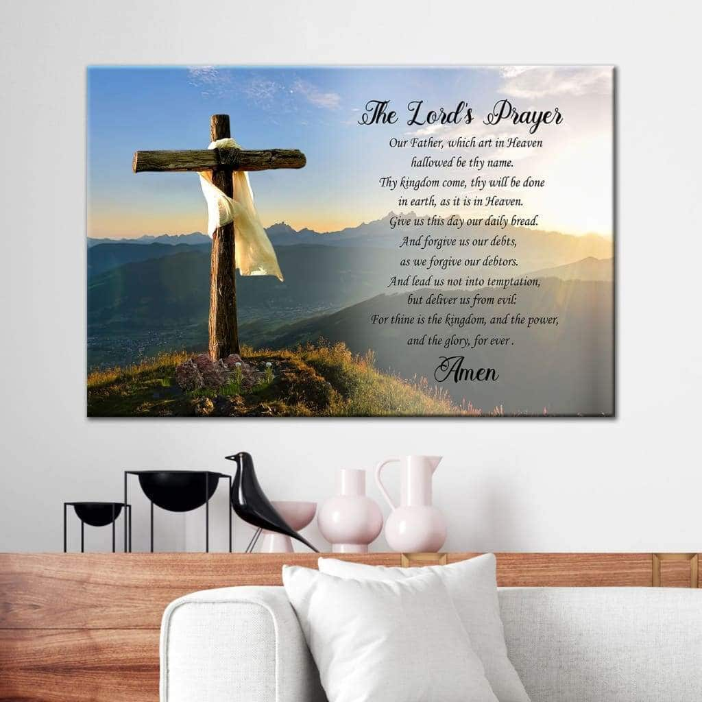 The Lord's Prayer Christian Cross Canvas Wall Art