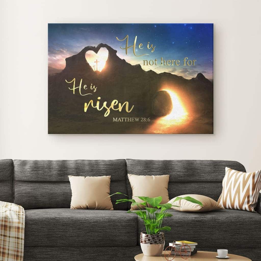 He Is Not Here For He Is Risen Matthew 28:6 Canvas Wall Art He Is Not Here For He Is Risen Matthew 28:6 Canvas Wall Art
