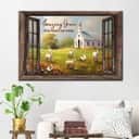 Amazing Grace How Sweet The Sound Sheep Church In Field Canvas Wall Art Amazing Grace How Sweet The Sound Sheep Church In Field Canvas Wall Art