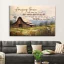 Amazing Grace How Sweet The Sound Old Barn With Flowers Canvas Wall Art