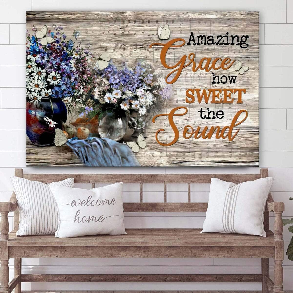 Amazing Grace How Sweet The Sound Daisy Butterfly Canvas Wall Art Amazing Grace How Sweet The Sound Daisy Butterfly Canvas Wall Art