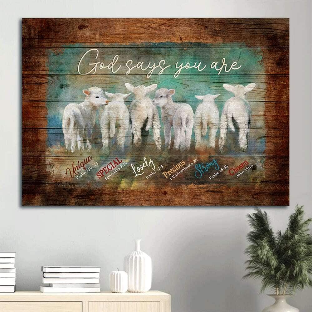 Adorable Baby Lambs God Says You Are Unique Canvas Wall Art Adorable Baby Lambs God Says You Are Unique Canvas Wall Art