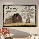 God Says You Are Farmhouse Windmill Christian Canvas Wall Art