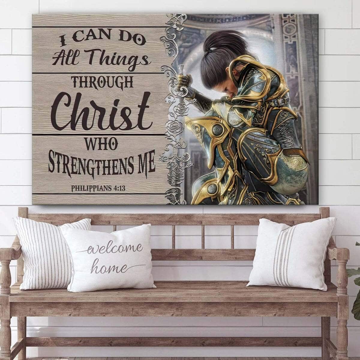 Christian Warrior I Can Do All Things Through Christ Philippians 4:13 Canvas Wall Art