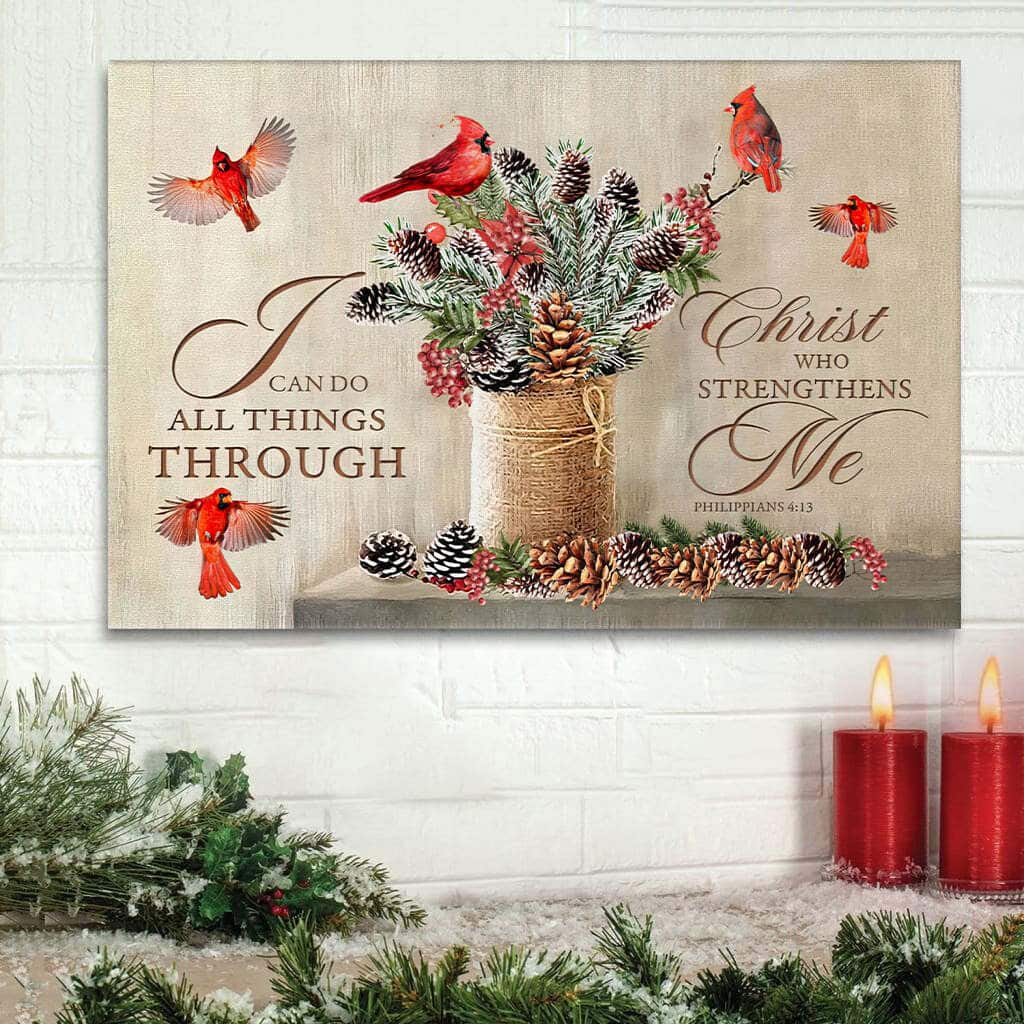 I Can Do All Things Through Christ Christmas Christian Canvas Wall Art