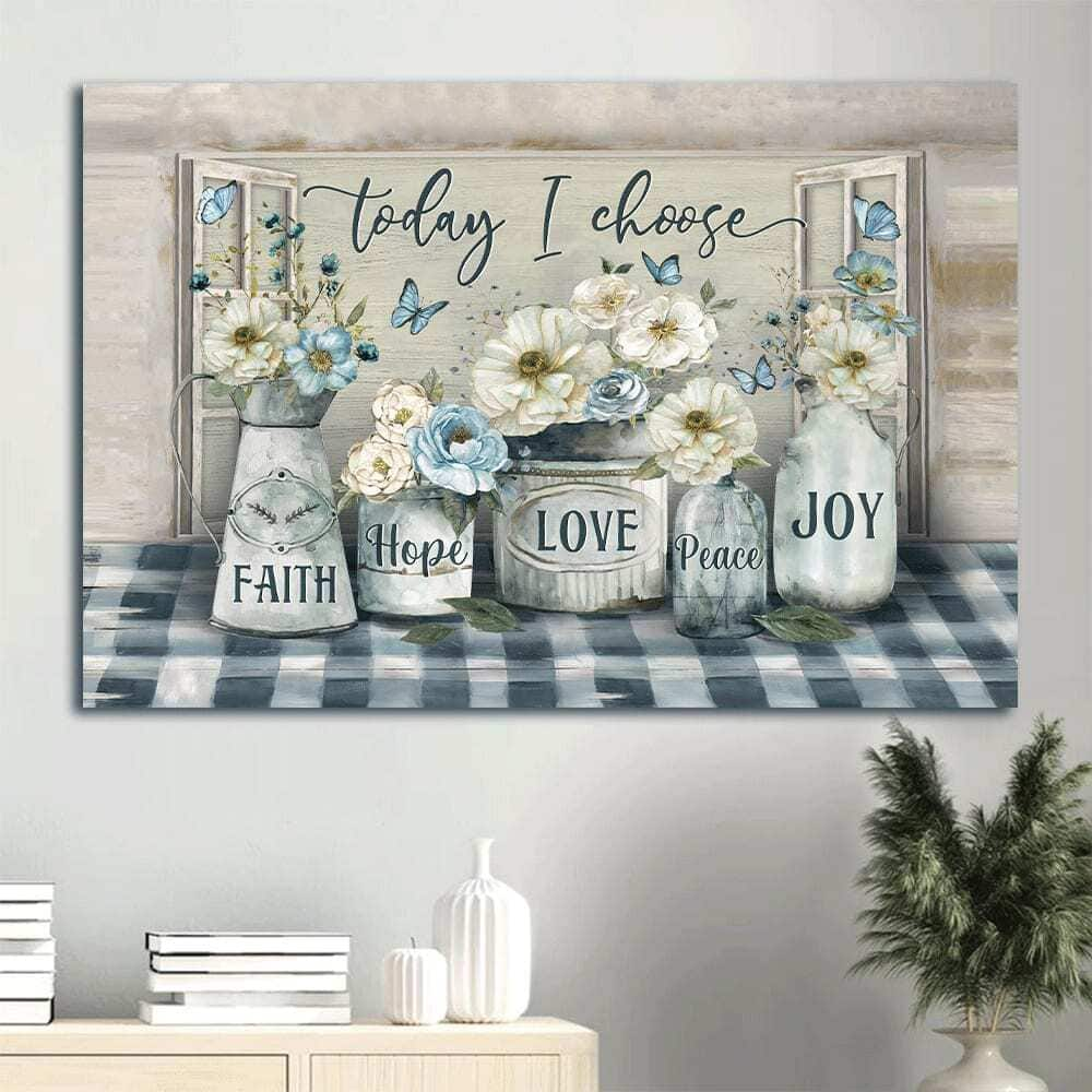 Camellia Butterfly James 1:2 Today I Choose Joy Canvas Wall Art