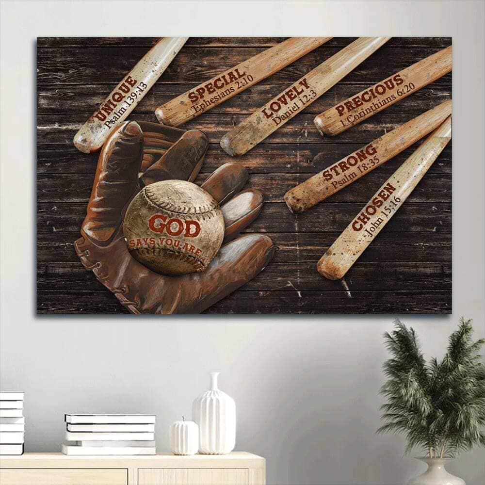 Baseball God Says You Are Christian Canvas Wall Art Baseball God Says You Are Christian Canvas Wall Art