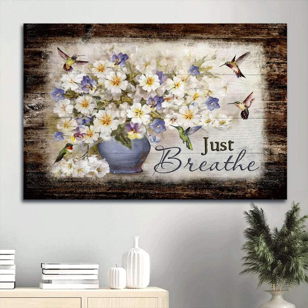 Bacopa Plant Flower Vase Hummingbirds Just Breathe Canvas Wall Art Bacopa Plant Flower Vase Hummingbirds Just Breathe Canvas Wall Art