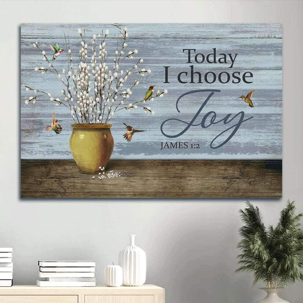 Baby White Flower James 1:2 Today I Choose Joy Canvas Wall Art