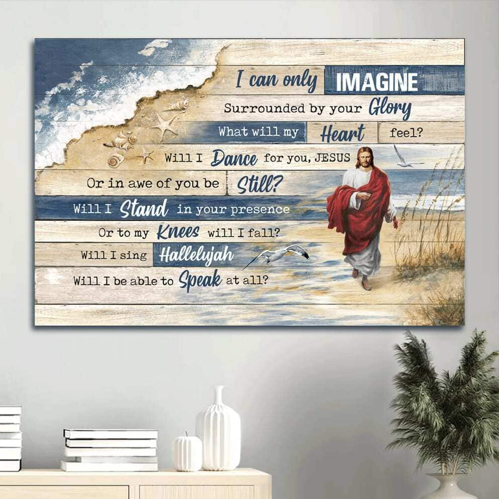 I Can Only Imagine Canvas Wall Art Jesus Walks On Beach