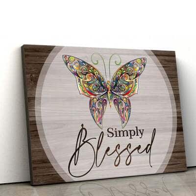 Christian Canvas Wall Art Butterflies Simply Blessed Christian Canvas Wall Art Butterflies Simply Blessed