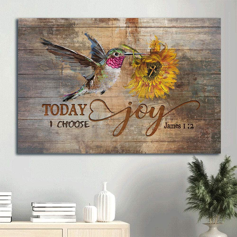 Hummingbird Sunflower Today I Choose Joy Canvas Wall Art