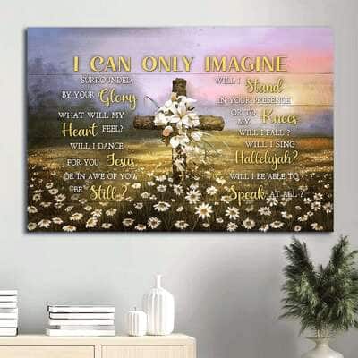 Cross Daisy Field Colorful Sunset I Can Only Imagine Canvas Wall Art