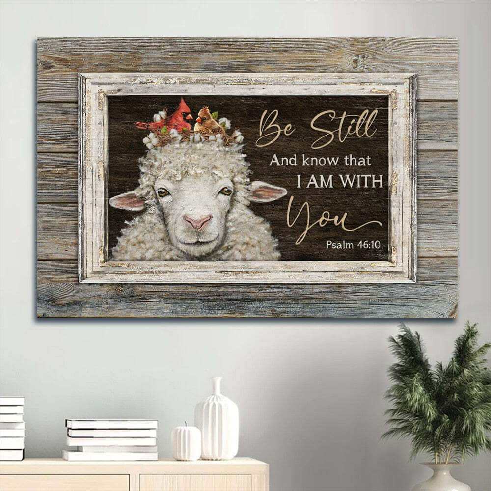 Lamb Be Still And Know That I Am With You Canvas Wall Art