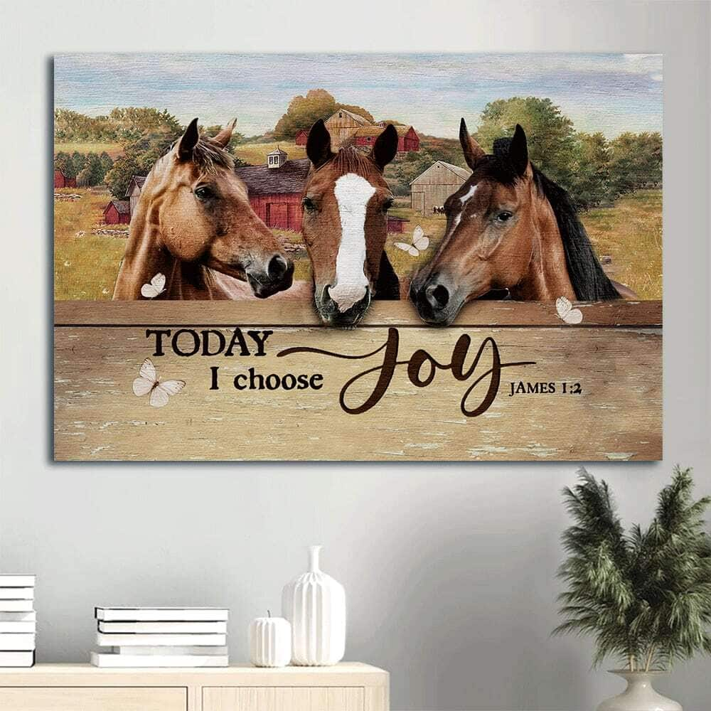 James 1:2 Horse Today I Choose Joy Canvas Wall Art