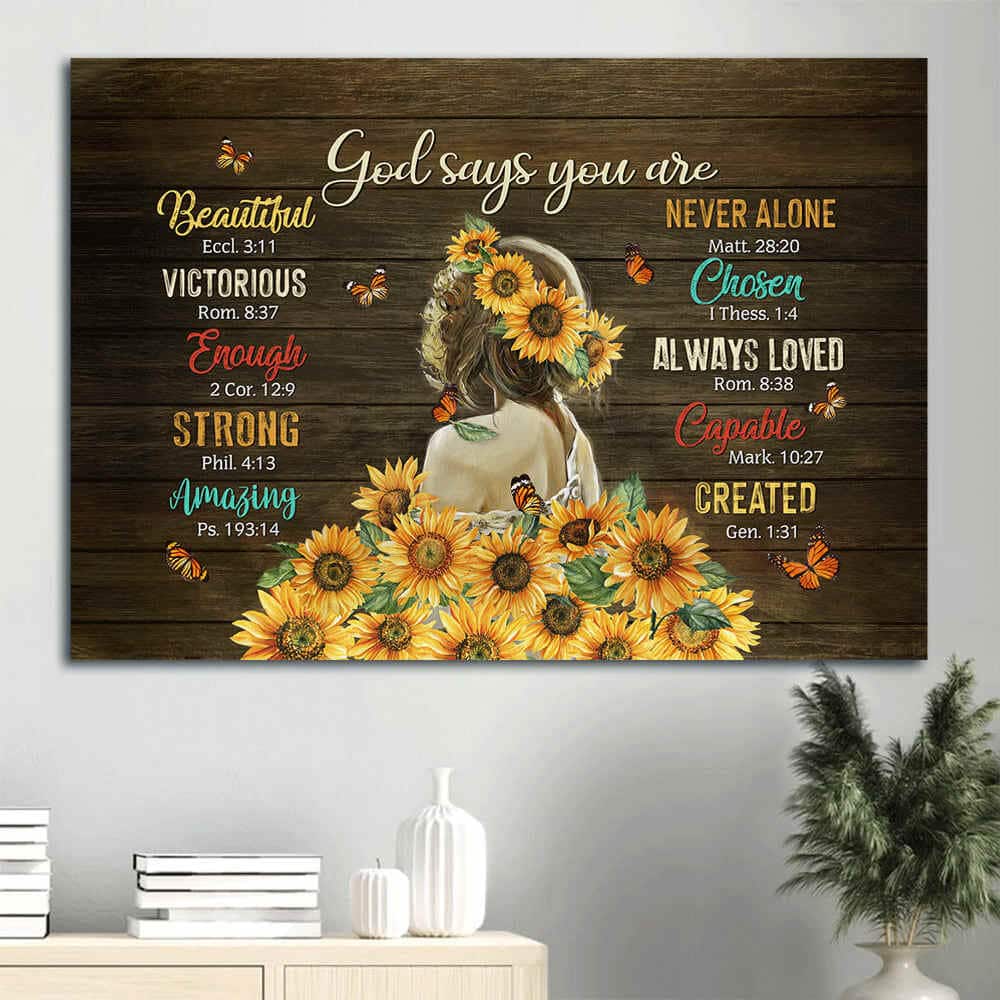 Beautiful Girl Sunflower God Says You Are Canvas Wall Art Beautiful Girl Sunflower God Says You Are Canvas Wall Art