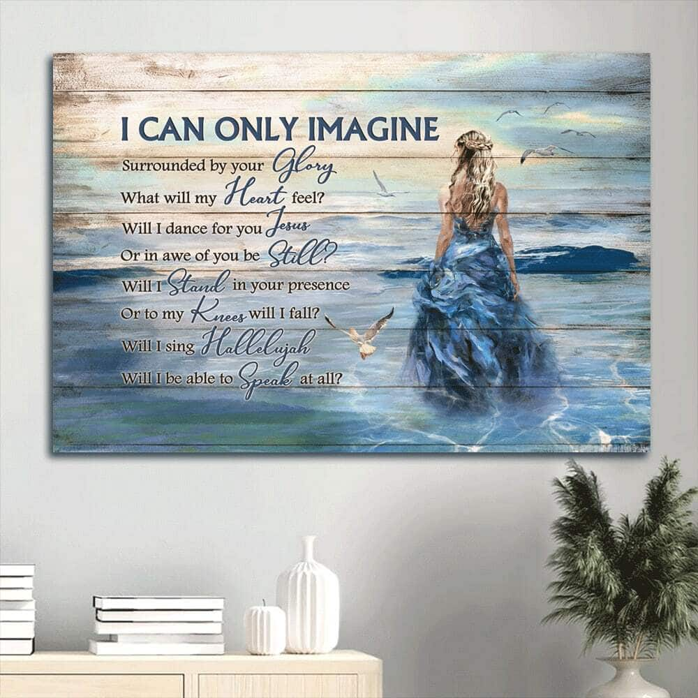 Beautiful Girl Beach Scene Seagull I Can Only Imagine Canvas Wall Art