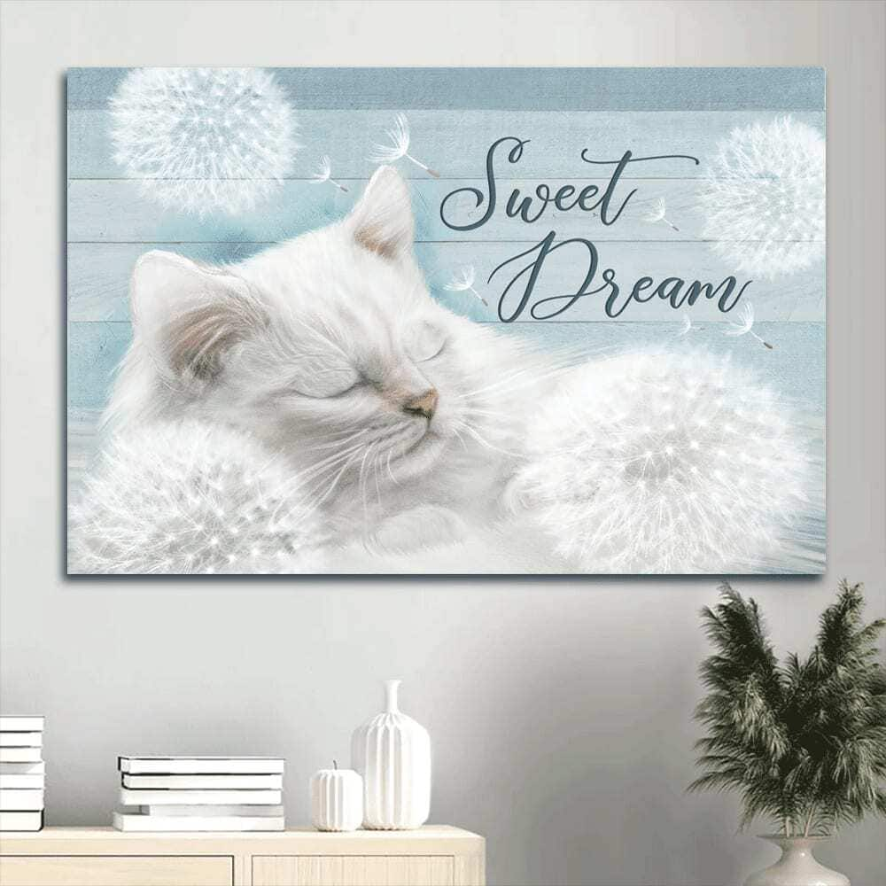 Cute Cat Sweet Dream Best Gift For Christian Cat Lovers Canvas Wall Art