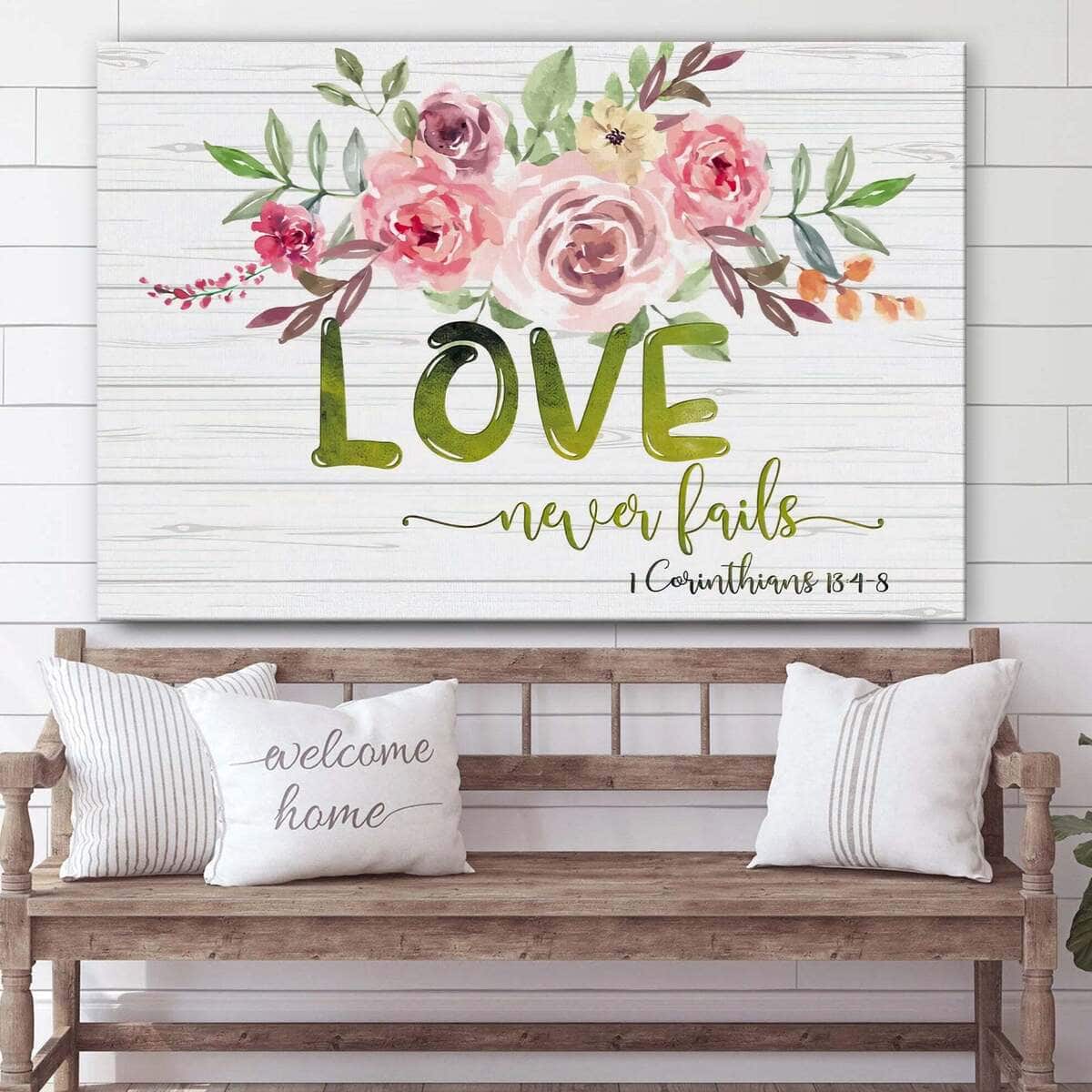 Love Never Fails 1 Corinthians 13:4–8 Christian Canvas Wall Art Love Never Fails 1 Corinthians 13:4–8 Christian Canvas Wall Art