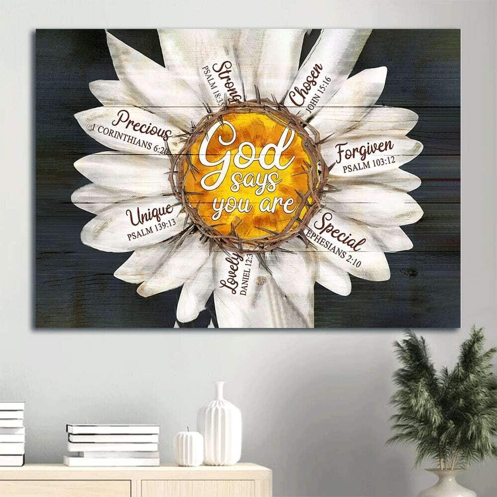 Christian God Says You Are Canvas Wall Art Daisy Flower Christian God Says You Are Canvas Wall Art Daisy Flower