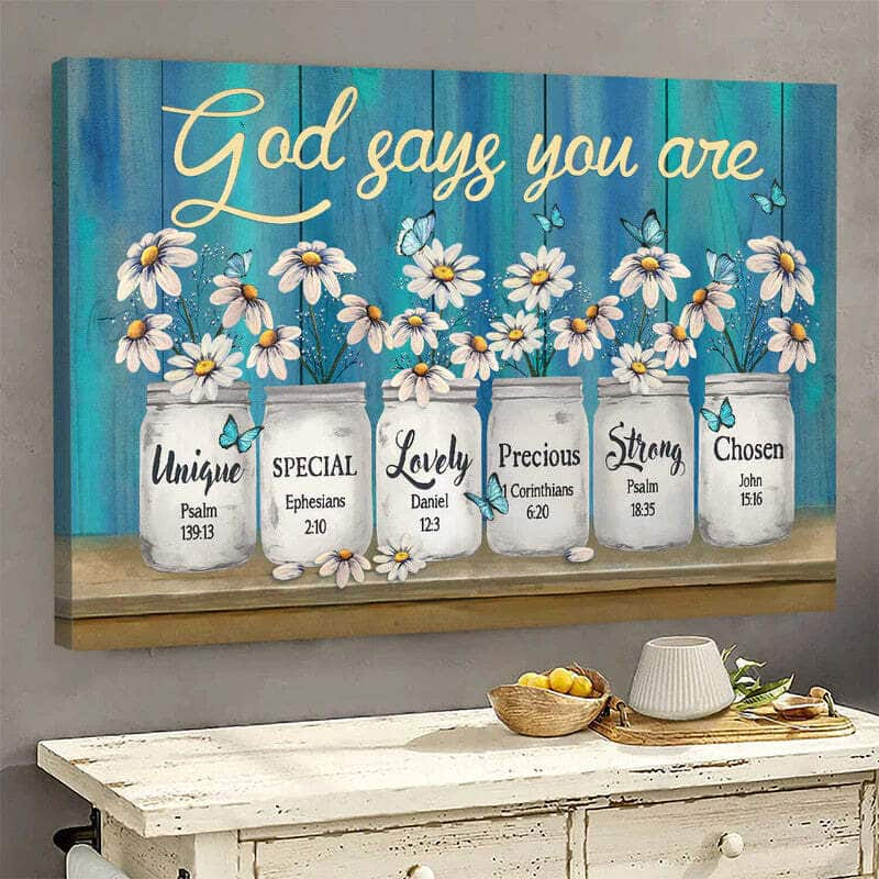 Christian God Says You Are Canvas Wall Art Unique Chosen Precious